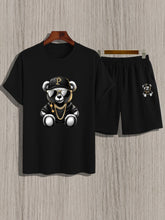 Black Swageluxe Bearflex Short Set front view displayed on hangers.