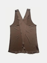Crisscross rear design on tank top in Mocha.