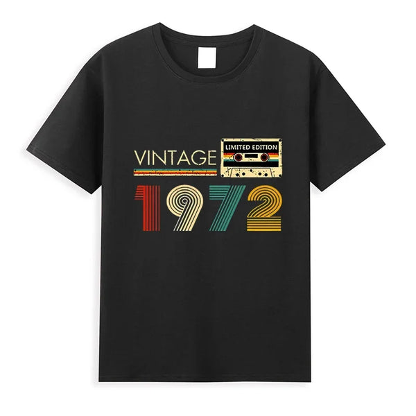 TapeWave Black 1972 Retro Graphic Tee front view.