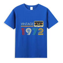 TapeWave Blue 1972 Retro Graphic Tee front view.