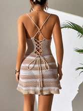 Taupe Zephyrelle cutout stripe cover-up dress back view