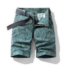 TerraLeaf Explorer Camo Bermuda Shorts front view in Blue.
