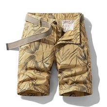 TerraLeaf Explorer Camo Bermuda Shorts front view in Khaki.