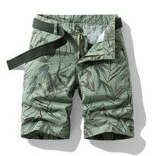 TerraLeaf Explorer Camo Bermuda Shorts front view in Light Green.