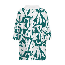 Green floral Tropiverno™ Prism Tide Shirt back view showing jacquard textured fabric and dropped shoulders