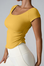 aerava u neck tee mustard side view