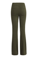 back view of velapocket flare pants army green