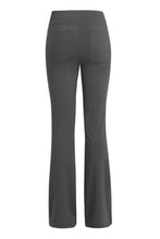 back view of velapocket flare pants dark gray
