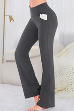 side view phone in pocket in velapocket flare pants darlk gray
