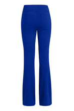 back view of velapocket flare pants royal blue