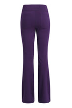back view of velapocket flare pants violet