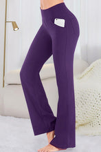 side view phone in pocket in velapocket flare pants violet 