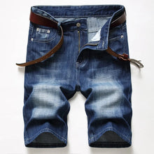 VeranoBlu Threads men’s slim fit washed vintage petite stretch jean shorts in dark blue front view.