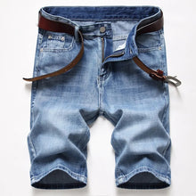 VeranoBlu Threads men’s slim fit washed vintage petite stretch jean shorts in light blue front view.