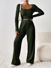 Verdelle Scoop Wide Leg Lounge Duo in army green styled with sneakers and accessories