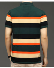 VertoStride Men’s Color Block Stripe Embroidered Polo Green Back View.