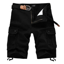 Men's Bermuda cargo shorts in Black front view.