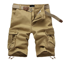 Men's Bermuda cargo shorts in Khaki front view.