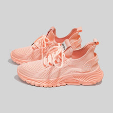 Watermelon Pink Mesh Lace-Up Platform Athletic Shoes side view