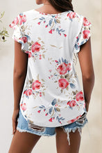 Back view of white Printed Round Neck Short Sleeve T-Shirt