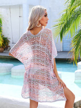 White Azalyra openwork V-neck cover-up back view poolside