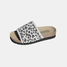 Model wearing white Leopard Open Toe Sandals