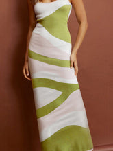 Close-up of model highlighting neckline and premium knit of White Luxnometry Maxi Sweater Dress.