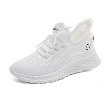 White Mesh Lace-Up Platform Athletic Shoe close up