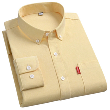 Folded front view of men’s yellow Business MVP Elite long sleeve button-down shirt showcasing collar, placket, and sleeve cuff
