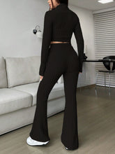 Zarisa Ribbed Zip Up Bootcut Duo black back view
