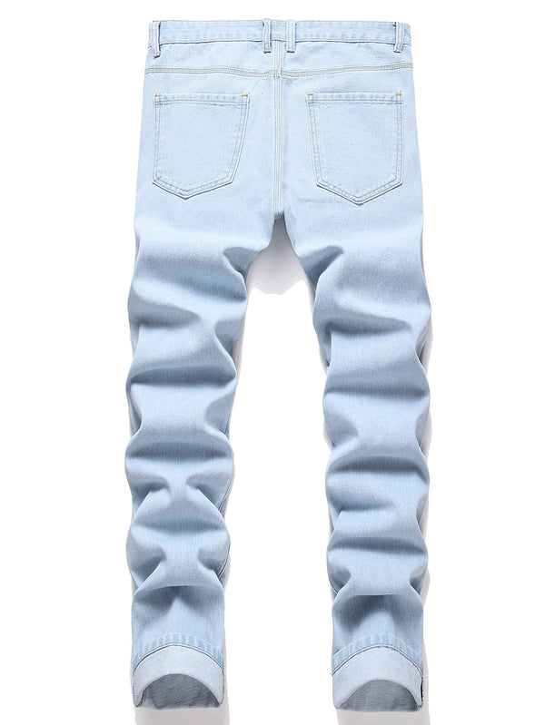 Back view of Zevoryx Crestwave Jeans showcasing washed denim and moustache effect